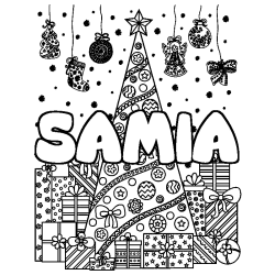 Coloración del nombre SAMIA - decorado árbol de Navidad y regalos