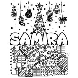 Coloración del nombre SAMIRA - decorado árbol de Navidad y regalos