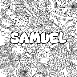 Coloración del nombre SAMUEL - decorado mandala de frutas