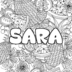 Coloración del nombre SARA - decorado mandala de frutas