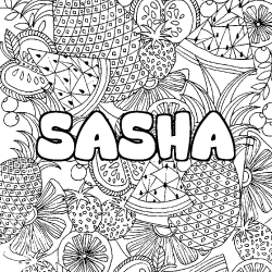 Coloración del nombre SASHA - decorado mandala de frutas