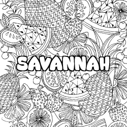 Coloración del nombre SAVANNAH - decorado mandala de frutas