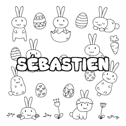 Coloración del nombre SÉBASTIEN - decorado Pascua