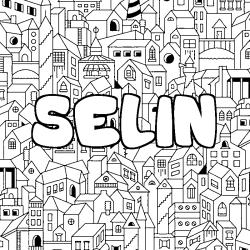 Coloración del nombre SELIN - decorado ciudad