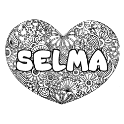 Coloración del nombre SELMA - decorado mandala de corazón