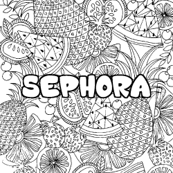 Coloración del nombre SEPHORA - decorado mandala de frutas