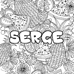 Coloración del nombre SERGE - decorado mandala de frutas