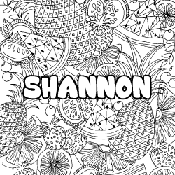 Coloración del nombre SHANNON - decorado mandala de frutas