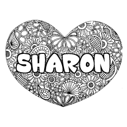 Coloración del nombre SHARON - decorado mandala de corazón