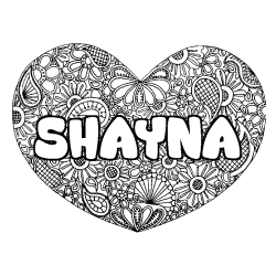 Coloración del nombre SHAYNA - decorado mandala de corazón