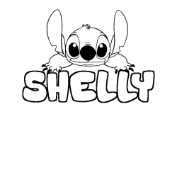 Coloración del nombre SHELLY - decorado Stitch