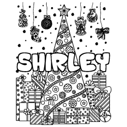 Coloración del nombre SHIRLEY - decorado árbol de Navidad y regalos