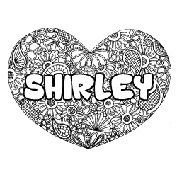 Coloración del nombre SHIRLEY - decorado mandala de corazón