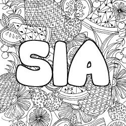 Coloración del nombre SIA - decorado mandala de frutas