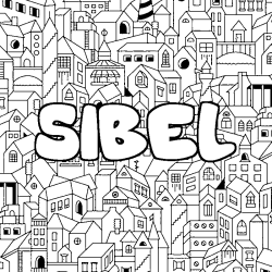 Coloración del nombre SIBEL - decorado ciudad