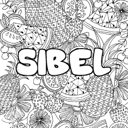 Coloración del nombre SIBEL - decorado mandala de frutas