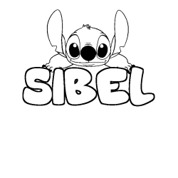 Coloración del nombre SIBEL - decorado Stitch