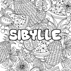 Coloración del nombre SIBYLLE - decorado mandala de frutas