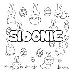 Coloración del nombre SIDONIE - decorado Pascua