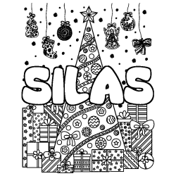 Coloración del nombre SILAS - decorado árbol de Navidad y regalos