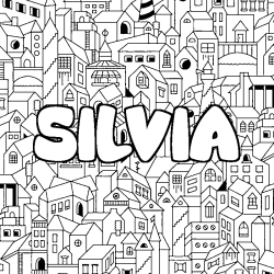 Coloración del nombre SILVIA - decorado ciudad