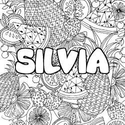 Coloración del nombre SILVIA - decorado mandala de frutas