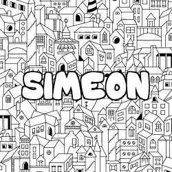 Coloración del nombre SIMEON - decorado ciudad