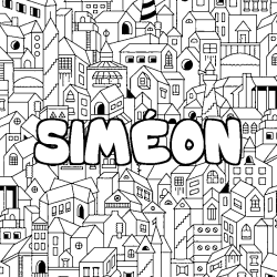 Coloración del nombre SIMÉON - decorado ciudad