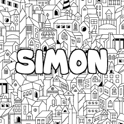 Coloración del nombre SIMON - decorado ciudad