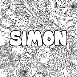 Coloración del nombre SIMON - decorado mandala de frutas