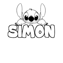 Coloración del nombre SIMON - decorado Stitch