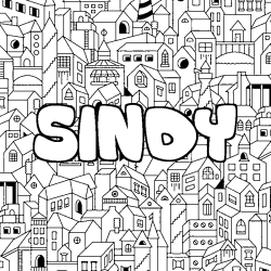 Coloración del nombre SINDY - decorado ciudad