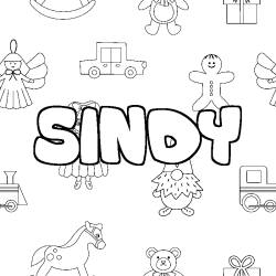 Coloración del nombre SINDY - decorado juguetes