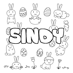 Coloración del nombre SINDY - decorado Pascua