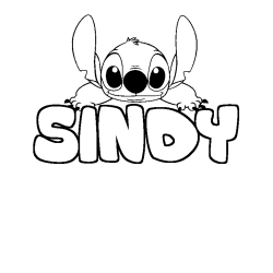 Coloración del nombre SINDY - decorado Stitch