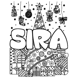 Coloración del nombre SIRA - decorado árbol de Navidad y regalos