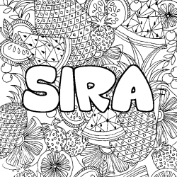 Coloración del nombre SIRA - decorado mandala de frutas