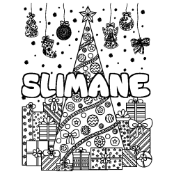 Coloración del nombre SLIMANE - decorado árbol de Navidad y regalos