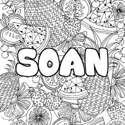 Coloración del nombre SOAN - decorado mandala de frutas