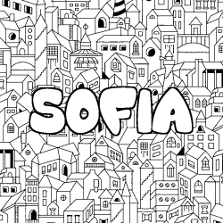 Coloración del nombre SOFIA - decorado ciudad