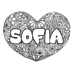 Coloración del nombre SOFIA - decorado mandala de corazón