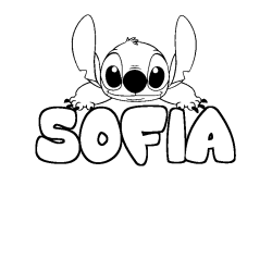 Coloración del nombre SOFIA - decorado Stitch