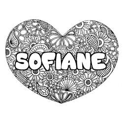 Coloración del nombre SOFIANE - decorado mandala de corazón