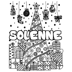 Coloración del nombre SOLENNE - decorado árbol de Navidad y regalos