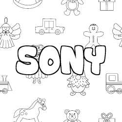 Coloración del nombre SONY - decorado juguetes