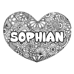 Coloración del nombre SOPHIAN - decorado mandala de corazón