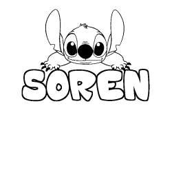 Coloración del nombre SOREN - decorado Stitch