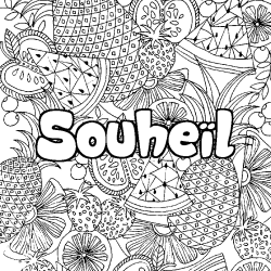 Coloración del nombre Souheïl - decorado mandala de frutas