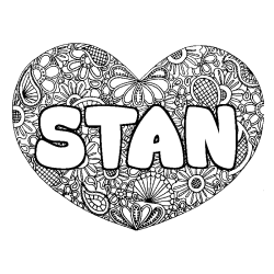 Coloración del nombre STAN - decorado mandala de corazón