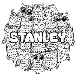 Coloración del nombre STANLEY - decorado búhos